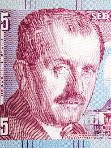 Ferdinand Porsche portret z pieniędzy
