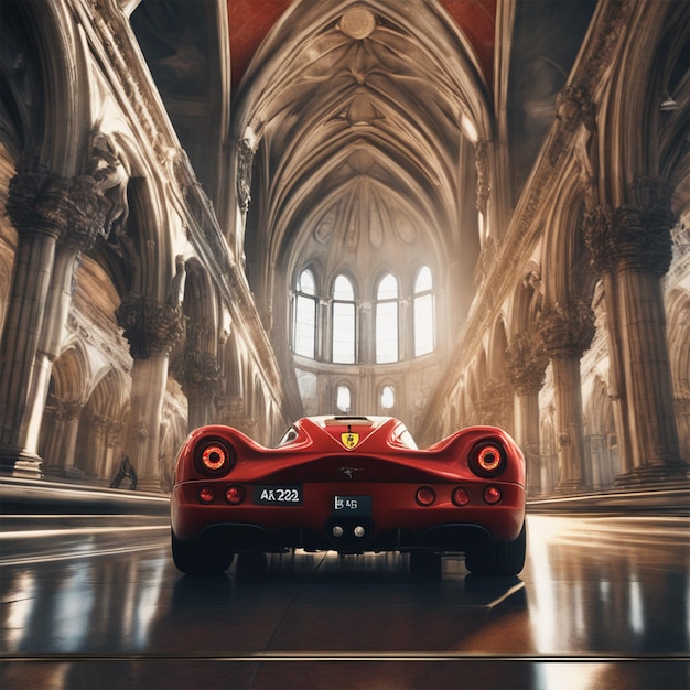 Ferrari 246 2023 w Mediolanie Duomo Idealna kompozycja Piękne szczegółowe, skomplikowane, szalenie szczegółowe