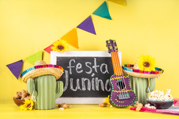 Festa Junina Brazylijskie świąteczne tło kartki powitawkowej