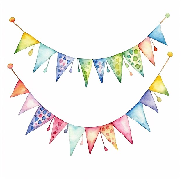 Festive Delight Akwarel Bunting Garland Wektor