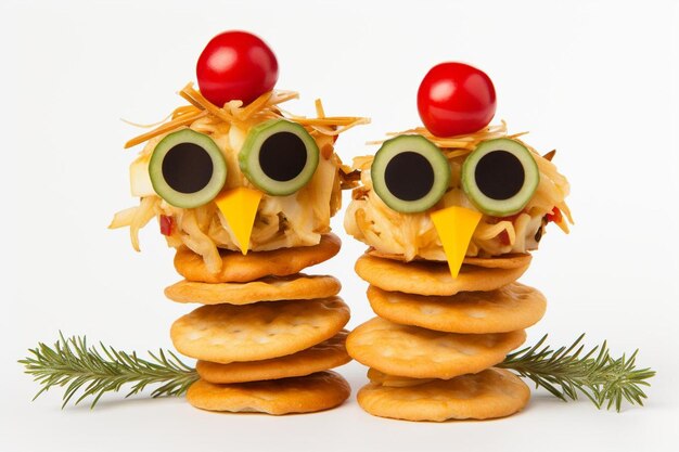 Festive Fun HolidayThemed Chicken Stacks na białym tle Chicken Sandwich zdjęcie