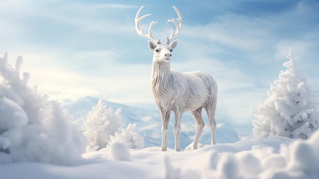 Festive Reindeer Wonderland magiczne sceny świąteczne z figurką ceramicznego jelenia 3D Włącz ten renifer z rogami do swoich projektów dekoracyjnych na Nowy Rok i Wesołe Boże Narodzenie