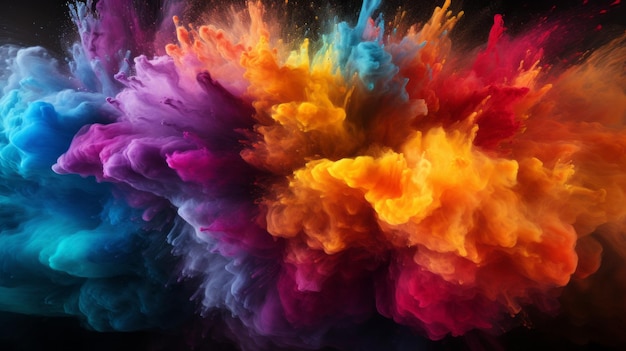 Festiwal Holi kolorowe farby tęczowe kolorowe wybuch proszku 25 marca Generatywna sztuczna inteligencja