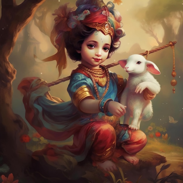 Festiwal Janmashtami z Panem Kryszną grającym na flecie ilustracji wektorowych transparent tło plakat cyfrowy post i ilustracja projektu karty