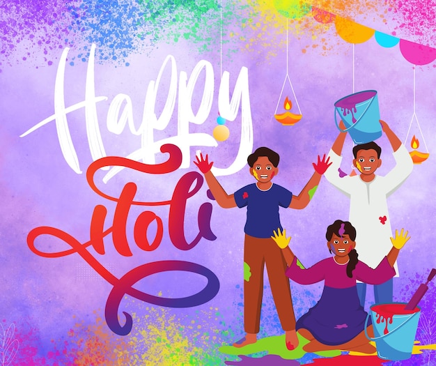 Festiwal kolorów Szczęśliwy Holi Facebook Instgram Post