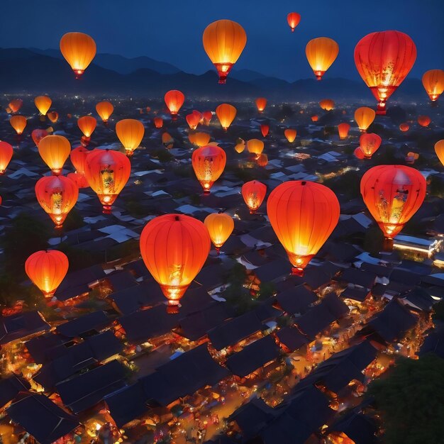 Festiwal latarni w Chiang Mai latarnie w powietrzu balony cantoya