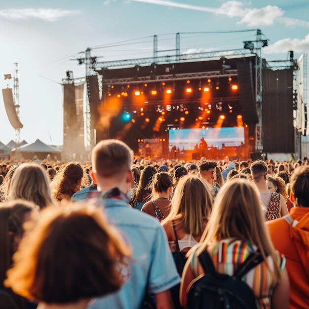 Festiwal muzyczny na żywo Tłum oglądający koncert na scenie Zdjęcie wydarzenia