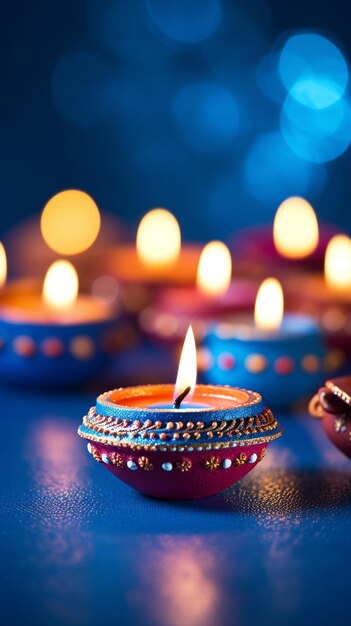 Zdjęcie festiwal świateł diwali świętowanie tła ze świecami