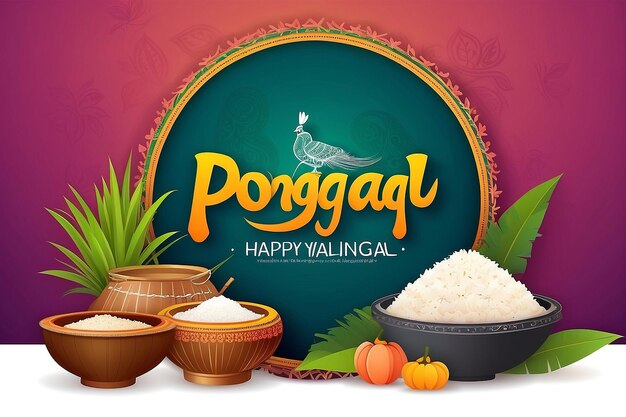 Festiwal Tamil Nadu Szczęśliwy Pongal z propsami Pongal