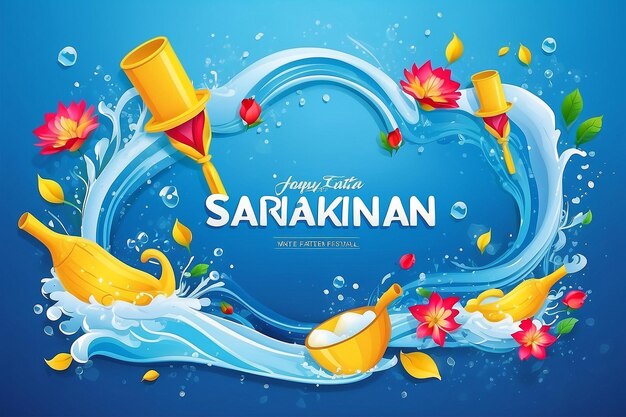 Zdjęcie festiwal wodny songkran w tajlandii banner szablon internetowy grafika wektorowa