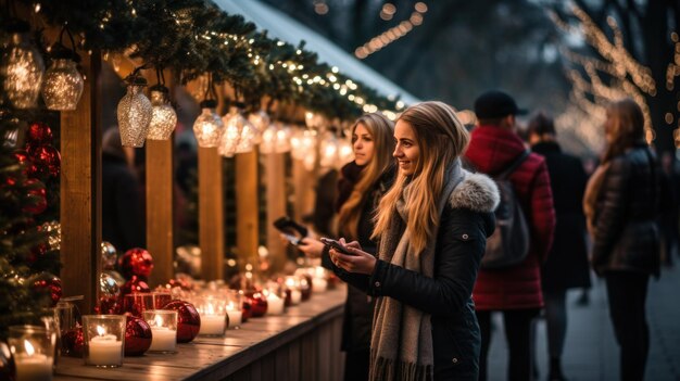 Festiwalne targi świąteczne i sceny handlowe