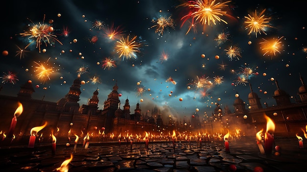 Festiwalowy baner fajerwerków dla Diwali Generative AI