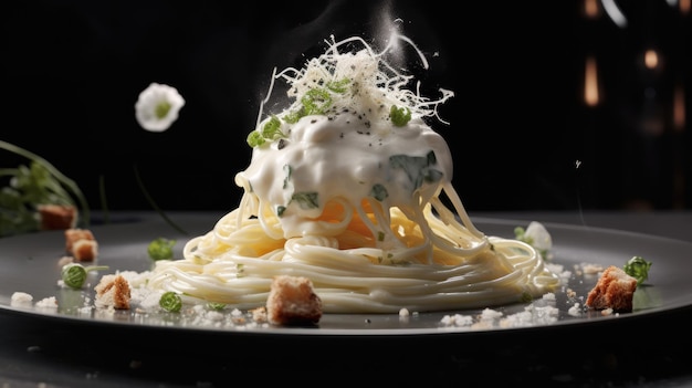 Fettuccine Alfredo lub fettuccine al burro to włoskie danie z makaronów