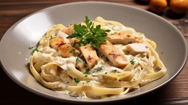 fettucini alfredo z kurczakiem