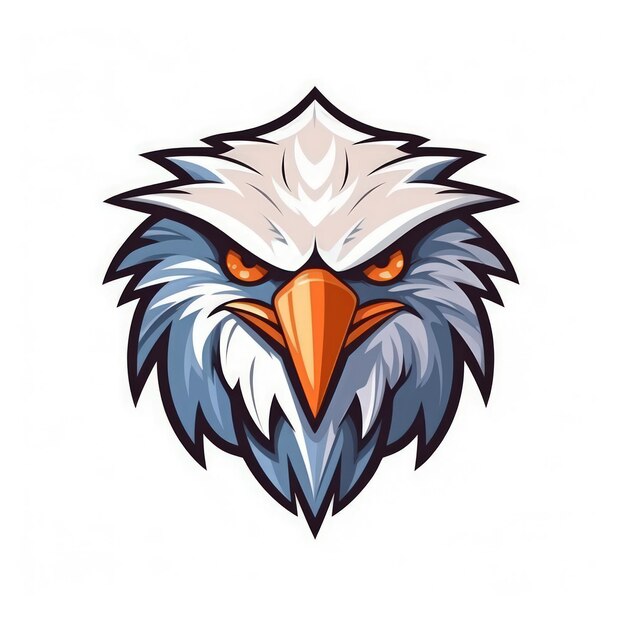 Fierce Eagle Mascot Logo na białym tle Generative AI