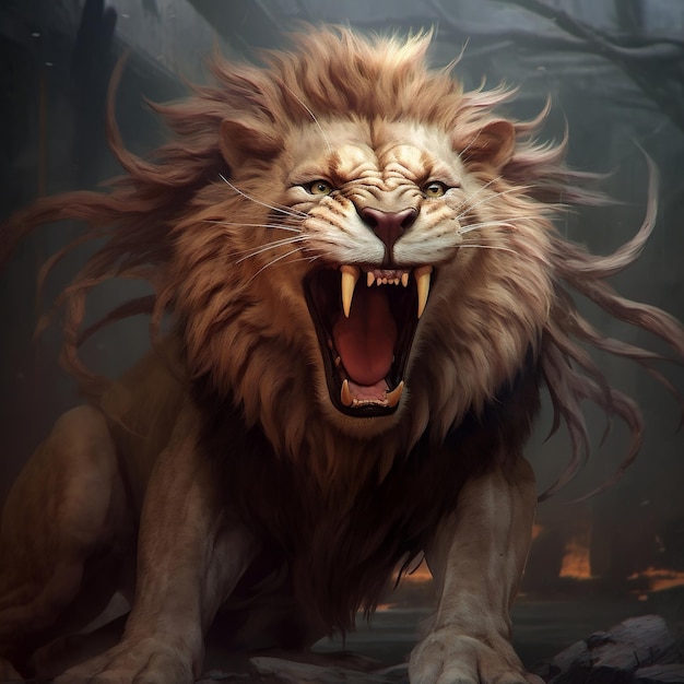 Fierce Lion Roar Konceptualna generatywna sztuczna inteligencja