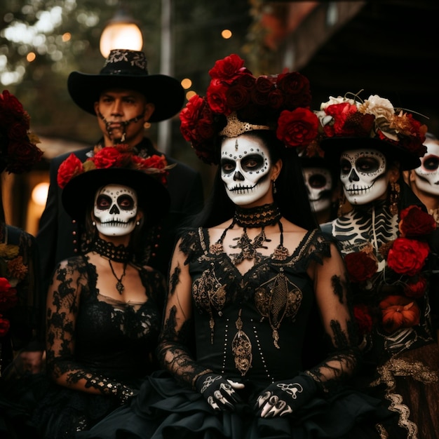 Fiesta Przyjaźni Obejmująca razem tradycje Dia de los Muertos