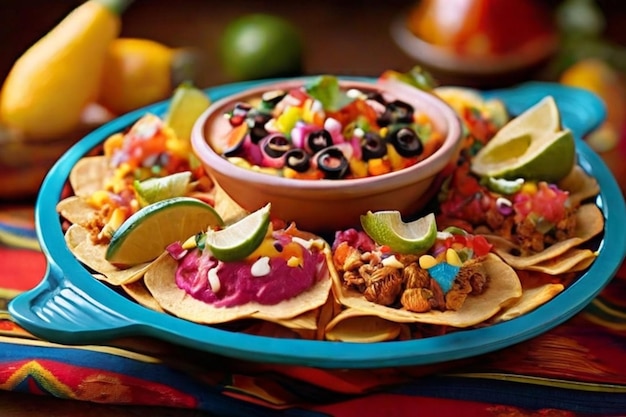 Fiesta Time Kolorowy meksykański talerz nachosów