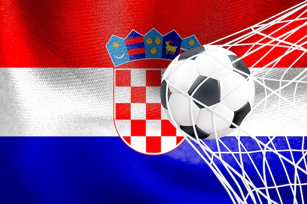 FIFA World Cup 2022 Chorwacja Flaga narodowa z piłką nożną w necie Katar 2022 tapeta