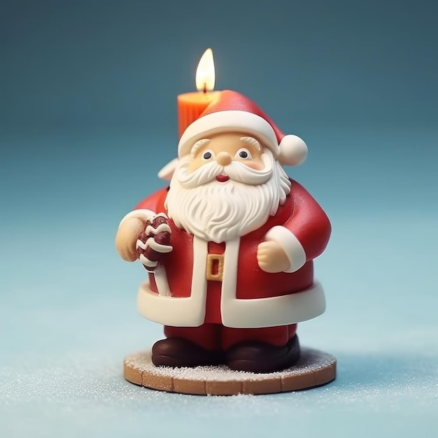 figurka Świętego Mikołaja ze świeczką pośrodku