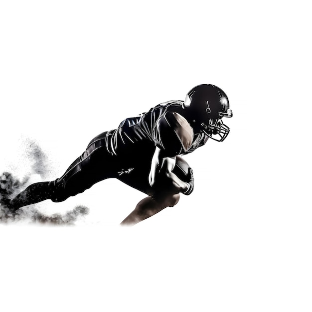 Zdjęcie fikcyjny gracz futbolu amerykańskiego na białym tle utworzony przez generatywne oprogramowanie ai