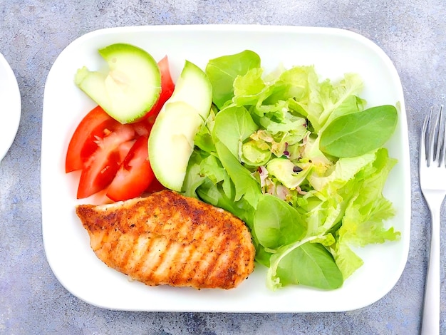 Filet z kurczaka z sałatką Zdrowe jedzenie dieta keto dieta lunch koncepcja AI_Generated