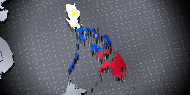 Filipiny granice i flaga ilustracja 3D
