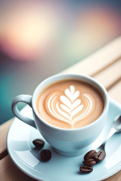 Filiżanka do kawy z latte art na rancie
