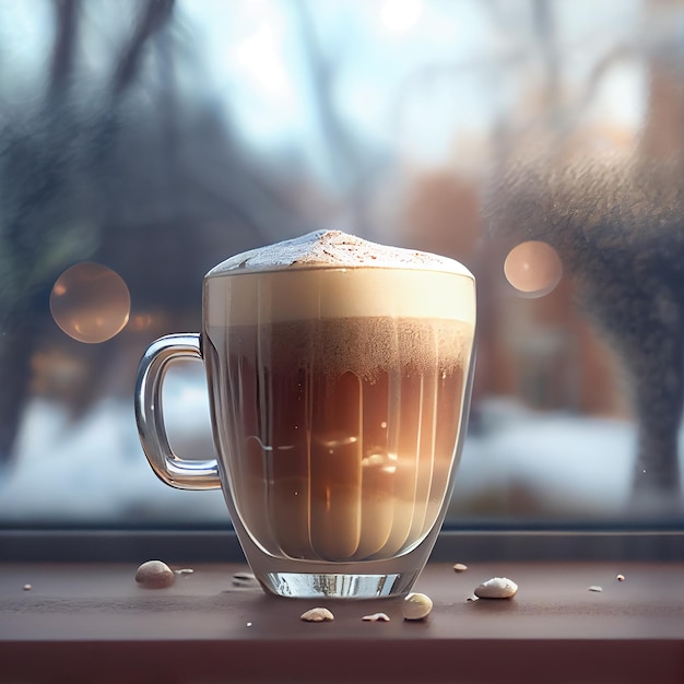 Filiżanka gorącej kawy cappuccino Ilustracja Generatywna AI