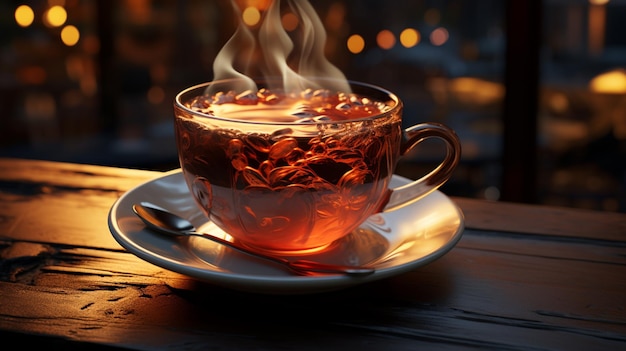 Filiżanka gorącej kawy lub herbaty