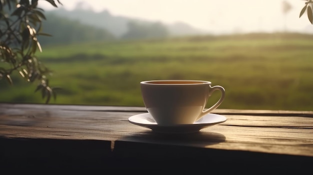 Filiżanka herbaty na naturalnym tle Ilustracja AI GenerativexD