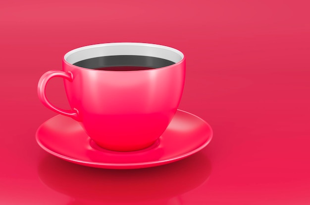 Filiżanka herbaty w modnych kolorach viva magenta renderowania 3D
