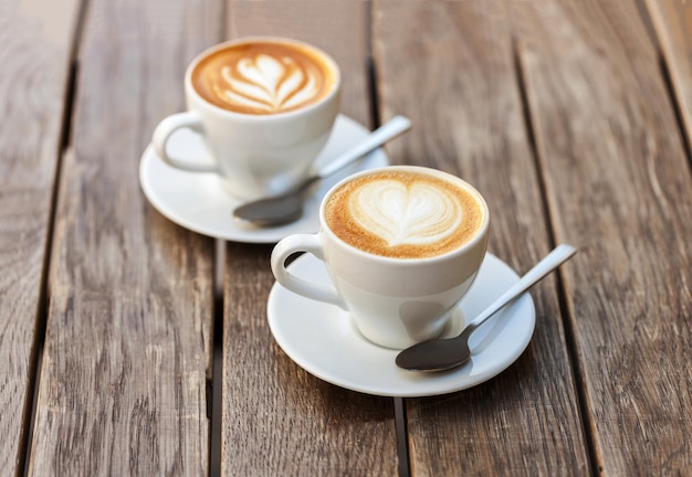 Filiżanka kawy latte lub cappuccino z efektem retro