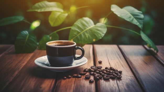 Filiżanka kawy na naturalnym tle Ilustracja AI GenerativexA