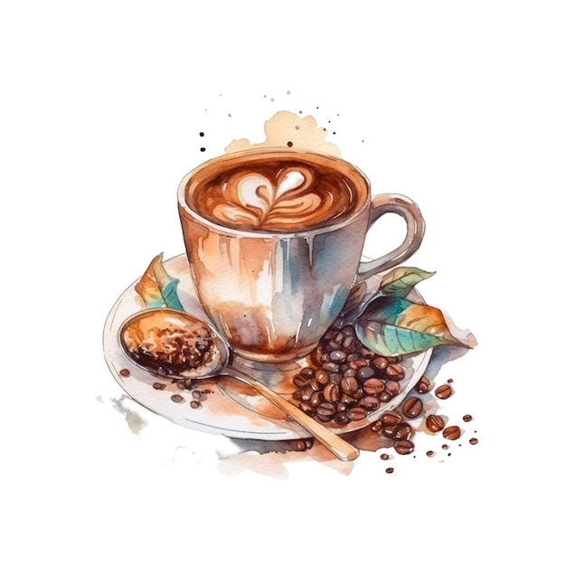 filiżanka kawy upadek koncepcja kawy akwarela kawa kawa styl przypominający akwarele vintage kawa ul
