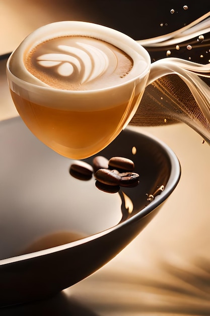 Zdjęcie filiżanka kawy z latte art na nim