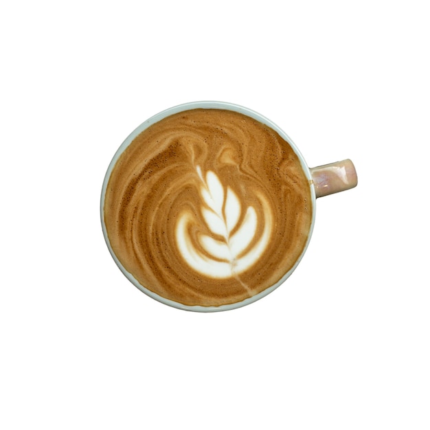 Zdjęcie filiżanka kawy z wzorem na wierzchu.
