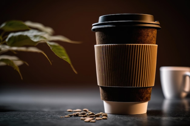 Filiżanka pysznej, mocnej czarnej kawy na wynos Ilustracja AI Generative