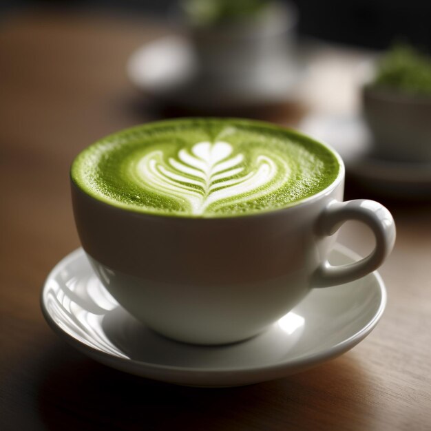 Filiżanka zielonej herbaty matcha latte Generative AI