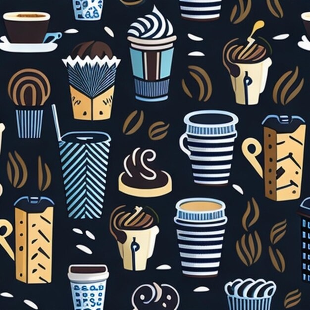 Zdjęcie filiżanki do kawy bez szwu wzorów sklep z kawą temat powtarzalny wzór