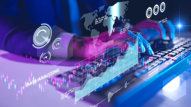 Zdjęcie finanse biznes strategia inwestycyjna konkurencja pkb inwestycje bezpieczeństwo dane analityczne sztuczna inteligencja technologia futurystyczny wykres wykres giełda dane finanse symbol ekran