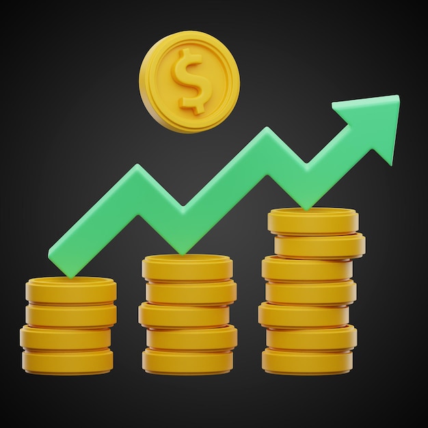 Finanse pieniądze i moneta ikona renderowania 3d na na białym tle