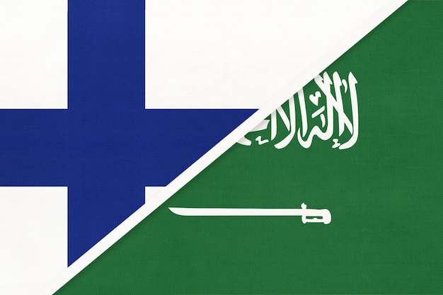 Finlandia i Arabia Saudyjska symbol kraju Fińskie kontra arabskie flagi narodowe