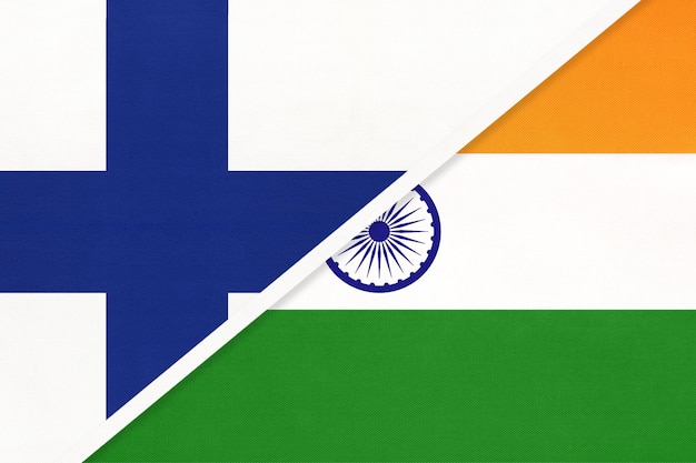 Finlandia i Indie symbol kraju Fińskie vs indyjskie flagi narodowe