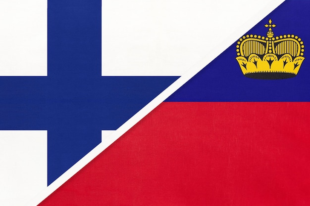 Finlandia i Liechtenstein symbol kraju Fińskie i Liechtensteiner flagi narodowe