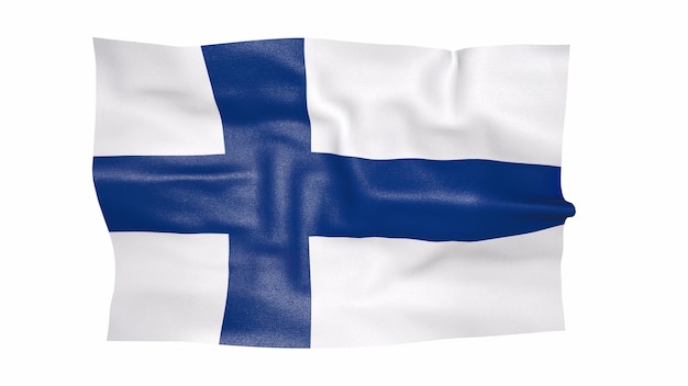 Zdjęcie fińska flaga wyizolowana na białym tle renderowania 3d
