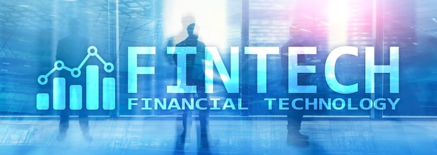 FINTECH Technologia finansowa globalny biznes i informacje Technologia komunikacji internetowej Tło drapaczy chmur Koncepcja biznesowa Hitech