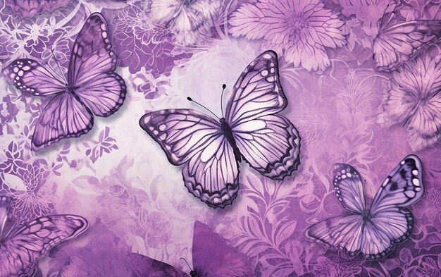 Zdjęcie fioletowa poduszka z motylami