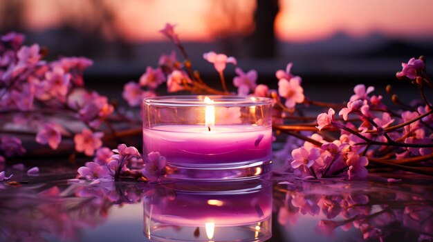 Fioletowa świeca wnosi relaks i piękno do spa