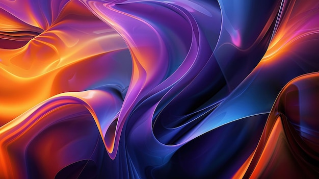 Zdjęcie fioletowe czarne odcienie w wirującym abstrakcyjnym płynnym wzorze jedwabnym curve dynamic fluid liquid wallpaper